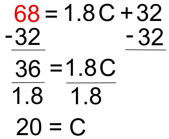 temperature conversion formulas with 1.8